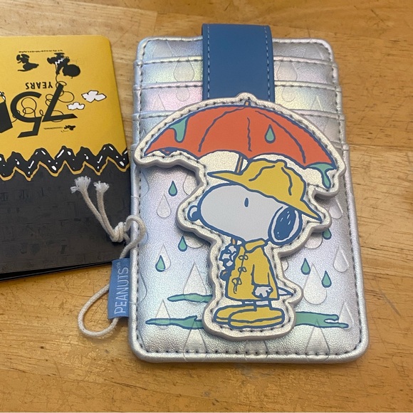 Loungefly Handbags - Loungefly Peanuts Snoopy Rainy Day Cardholder ID holder w folder over strap NWT